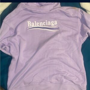 Balenciaga Lilac Logo Hoodie with White Wave Detail